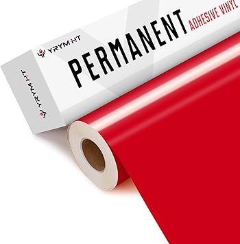 Red Permanent Vinyl Roll - 12" x 50 FT Matte Red Permanent Adhesive Vinyl Compatible with Cricut Cutting Machine, Silhouette, Cameo Cutters, Signs, Scrapbooking