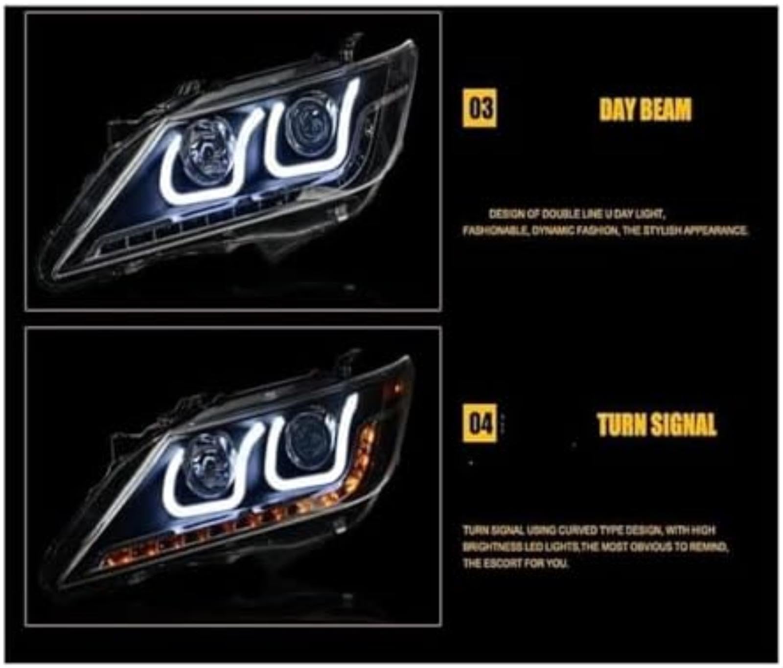 Dla TOYOTA, dla Camry V50 2012-2014 reflektor Car Styling Drl lampa czołowa Hid Bi Xenon przednie lampy reflektor włączony kierunkowskaz Lampka kontrolna lusterka bocznego Lampka