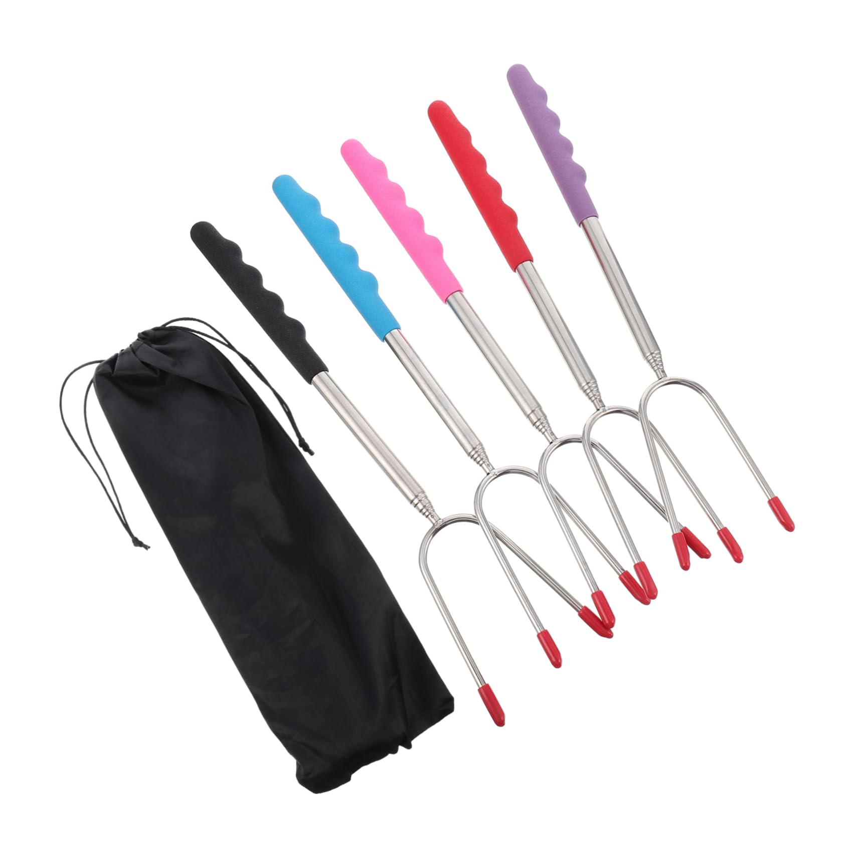 CIMAXIC Stainless Steel BBQ Forks 1 Set Extendable Roasting Forks for Grilling Skewers Outdoor Home Barbecue