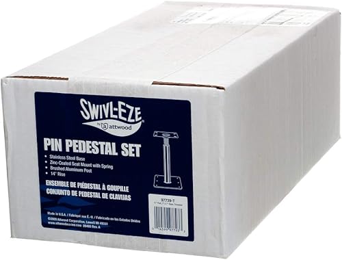 Miniatura 6 de Attwood 97739-T Juego de pedestal de asiento de barco de acero inoxidable con pasador giratorio Eze Lock'N Pin de 34 pulgadas