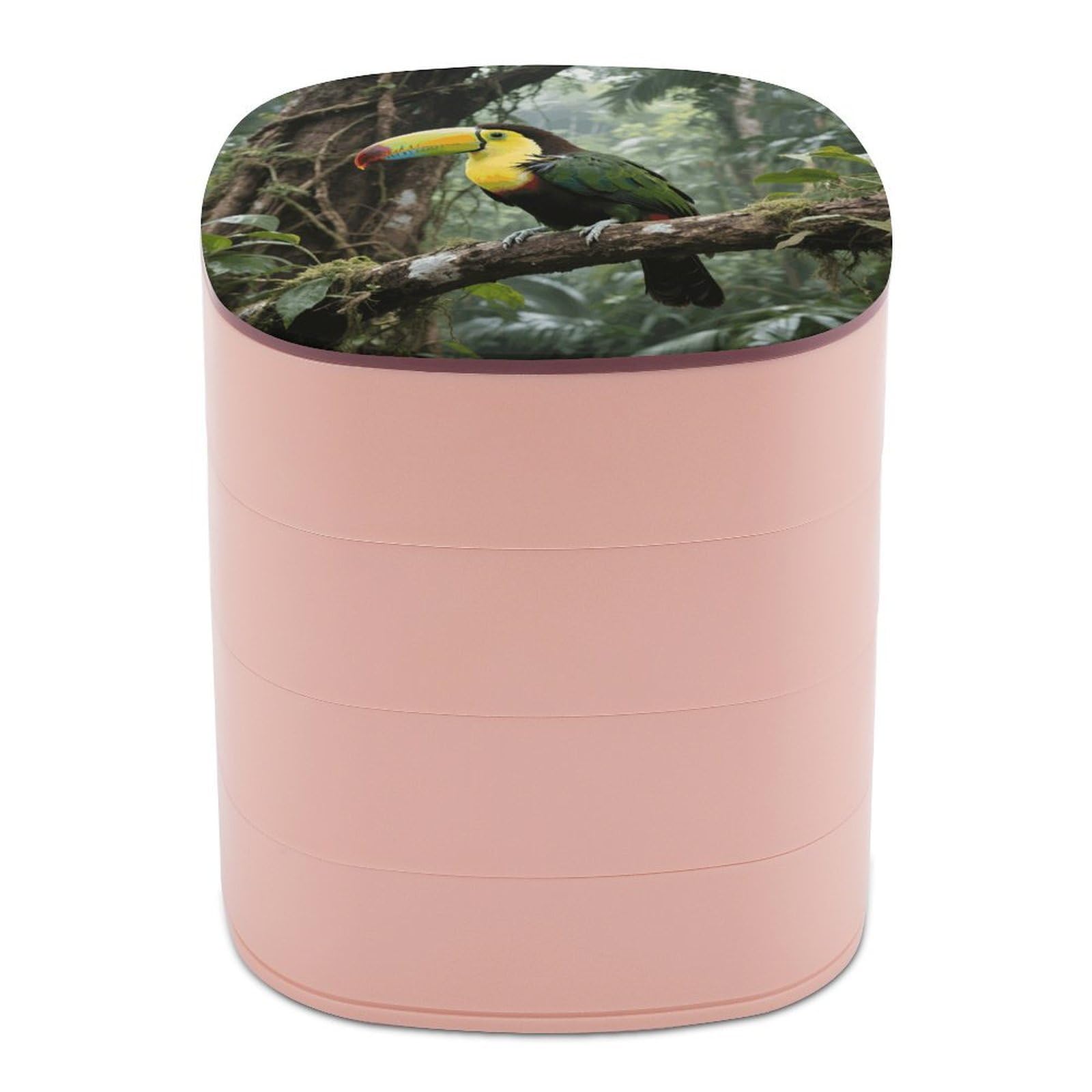 VstaDank Parrot Bird Jewelry Case Women Portable Travel Jewelry Box Rotating Jewelry Organizer with Mirror Multi-Layer Necklace Ring Earring Storage Box for Bracelets Rings