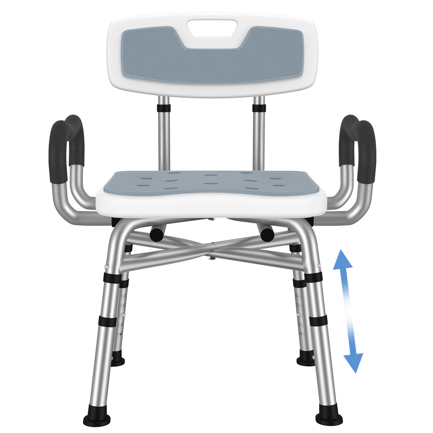 550lbs Shower Chair with Arms & Back, Heavy Duty Adjustable Safety Bathtub Seat, 23.6-Inch Wide Seat with Enhanced Dual Cross-Reinforced Frame, Tool-Free Assembly for Adults, Elderly and Disabled