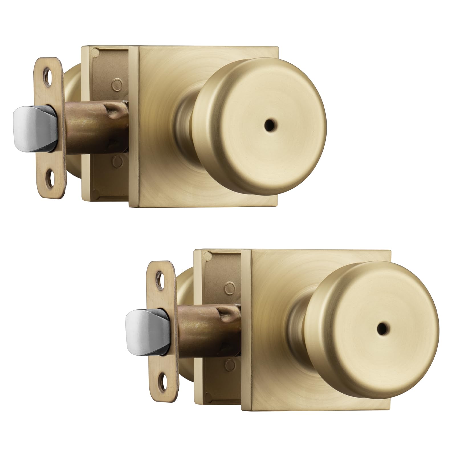 Brushed Gold Door Knobs - 6 Pack with Lock -18