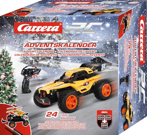 Carrera RC Adventskalender I Xmas Calendar Offroad I Adventskalender Bausatz mit 2,4GHz RC Buggy I 24 Tage Bauspaß I Volle Fahr- und Lenkfunktion I Vollgefedertes Fahrzeug