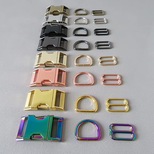 XINGMA 1Set 15mm 20mm 25mm Pet Dog Collar Paracord Metal D Ring Slider Belt Loop Side Release Buckle Accessory Outdoor Hardware