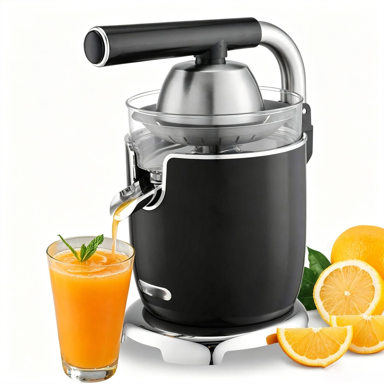 Exprimidor Eléctrico de Cítricos, Exprimidor Automático con 2 Conos | Exprimidor de Naranjas 700 W, Mango de Bajo Esfuerzo, Diseño Desmontable y Fácil de Limpiar, para Hogar, Comercio, Cafetería