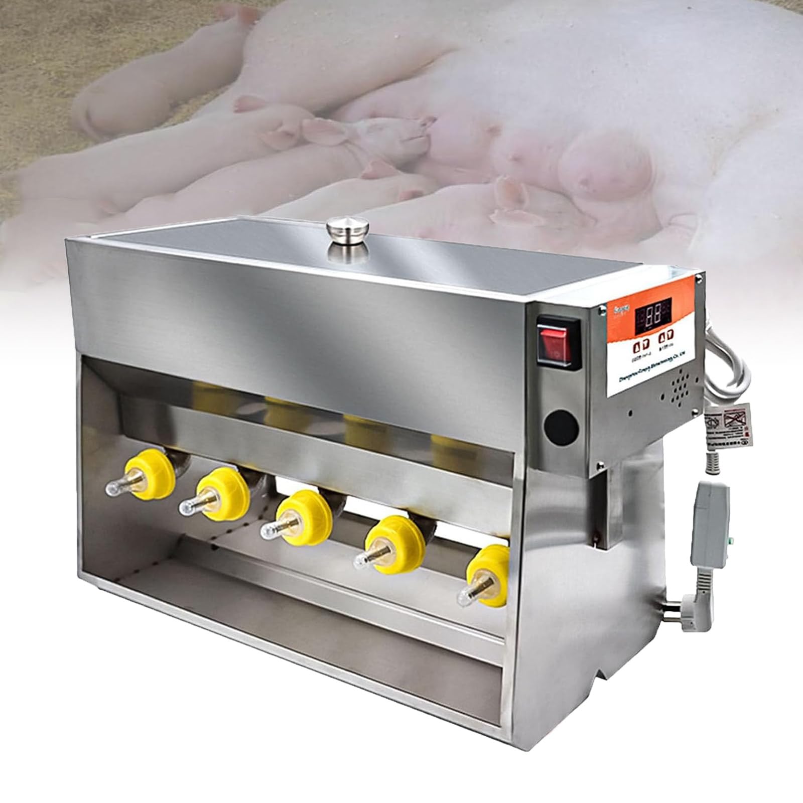 LHUITUI 10/14 Nipple Piglet Feeder, Automatic Pig Milk Feeder, Fully Automatic Nipple Feeder, Built-In Water Pump, Silica Gel Nipples, 15L / 20L Capacity, Designed To Prevent Running Around 10heads