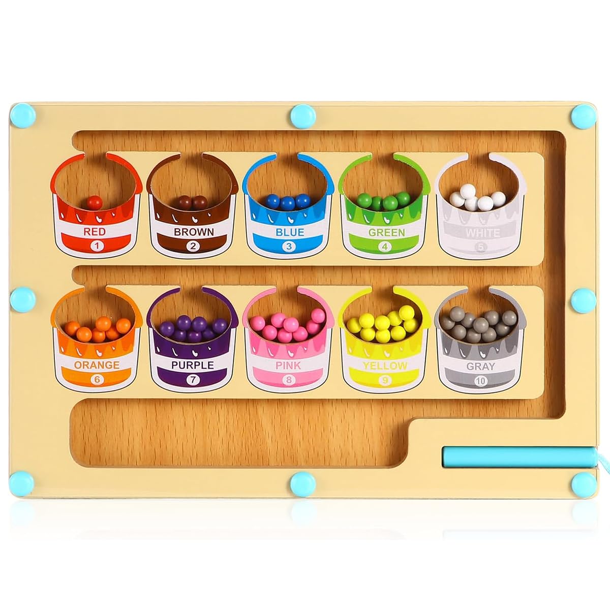 Magnetic Color & Number Maze - Magnet Game Wooden Color Matching Learning Counting Puzzle Board - Fine Motor Skills Toys Number Maze Puzzle, Montessori Toys for 3+ Year Old-image-39