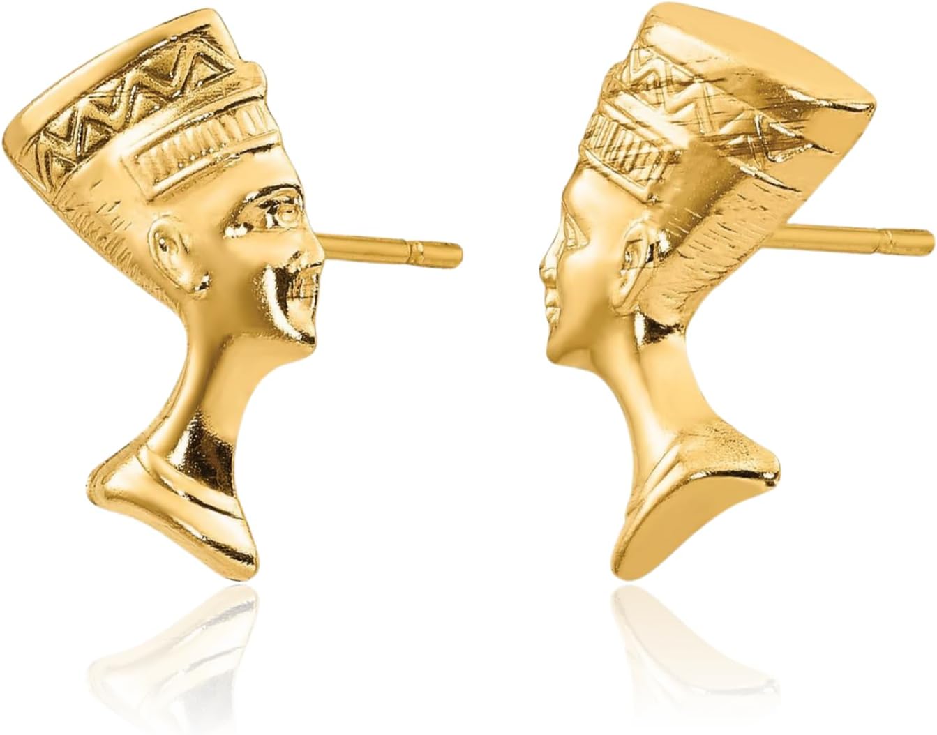 IceCarats 14K Solid Yellow Gold Extra Large Queen Nefertiti Stud Earrings 13mm 1/2 inch Butterfly Back For Her