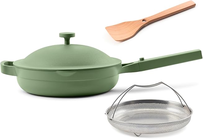 Our Place Always Pan 2.0-10.5 (2.6 Qt) Nonstick, Toxin-Free Ceramic Cookware | Patented 10-in-1 Aluminum Frying & Sauté Pan | Safe for Oven, Induction & All Cooktops up to 450 F | Sage
