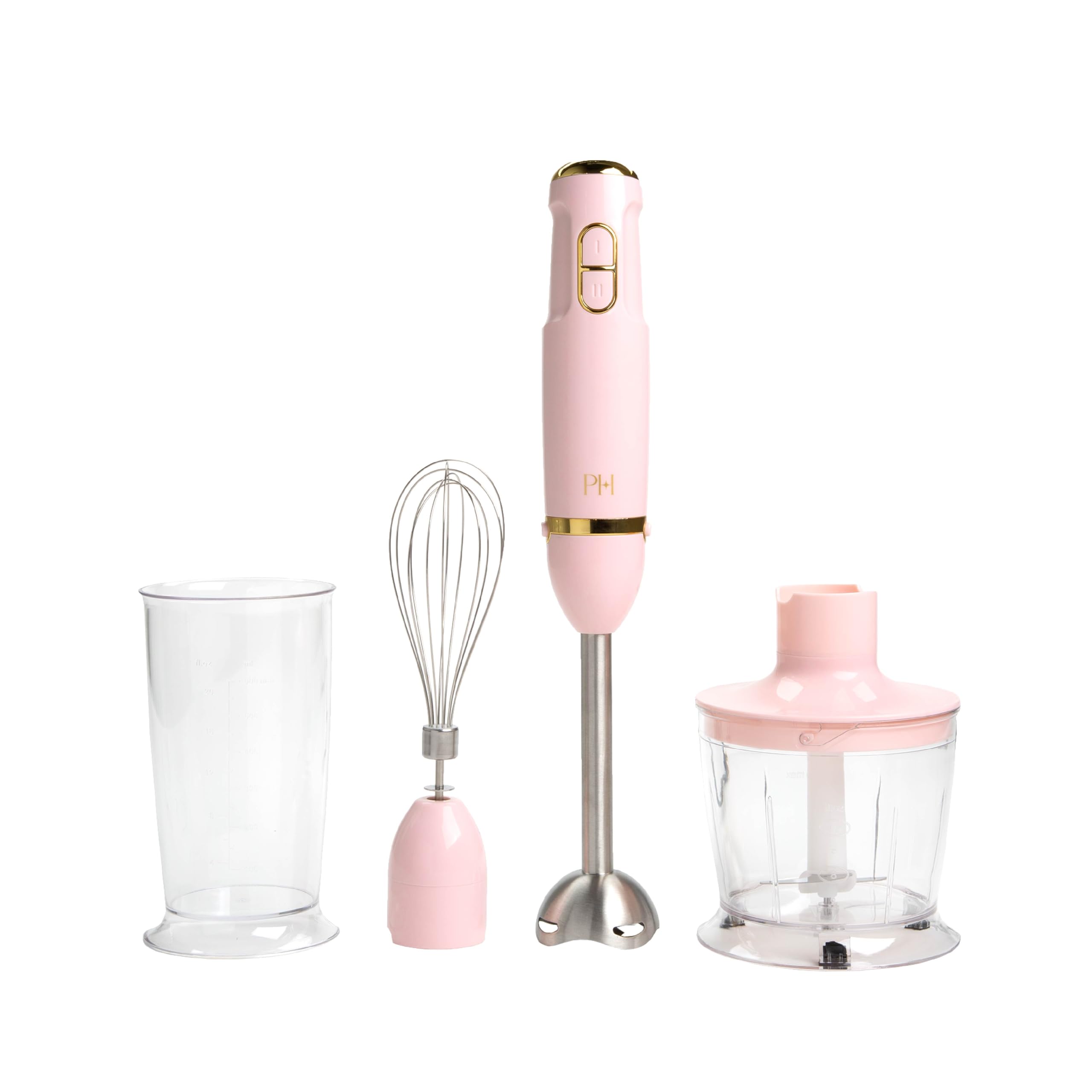 Paris Hilton Hand Blender Set 2-in-1 Immersion Stick Blender with Whisk Blending Shaft 400W High Speed Pink with