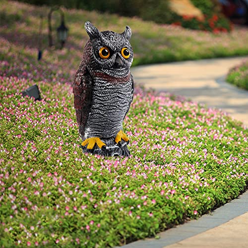 Hausse Fake Owl Decoy Bird Scarecrow Sculpture, 13.6 Inch Plastic Horned Owl Bird Deterrents, Garden Protectors, Halloween Outdoor Decoration, Large Nature Enemy Pest Repellent For Outdoor Garden Yard #TOP3