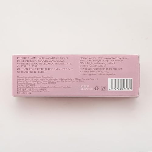 Boobeen Cream Blush Stick, Double-head, Lightweight Long-lasting Color Natural Blush Makeup Stick, Multi Face Blush for Cheek, Lip and Eye, Dewy Finish for All Skin Tones(02#,0.35 Ounce (Pack of 1))