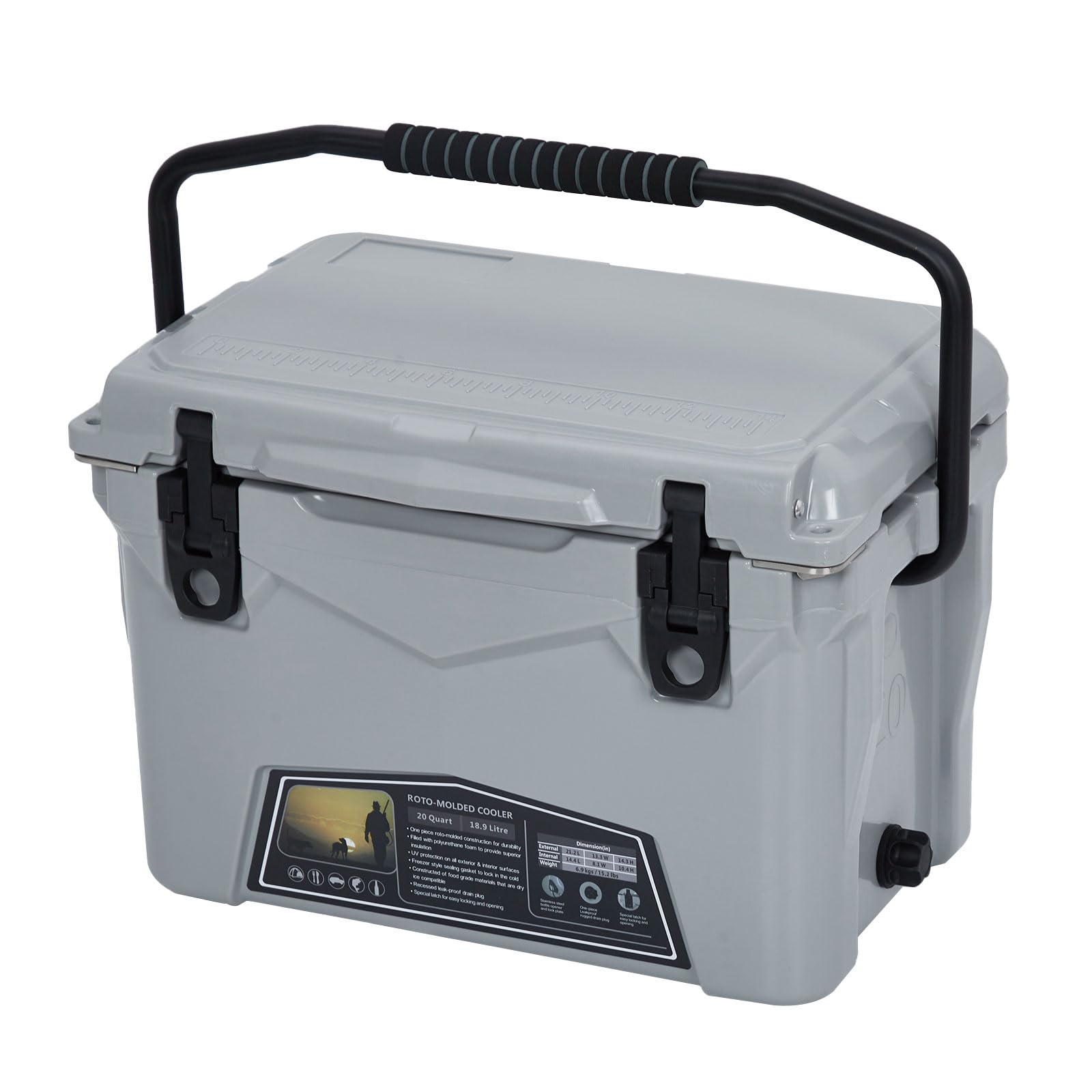 Garvee Langanhaltende Kühlung für unterwegs – 20QT Rotomolded Hard Cooler – Isolierte, tragbare Eistruhe mit 5 Tagen EIS-Erhalt, Heavy Duty Griff, ideal für Strand, Camping, Picknick, BBQ & Angeln –