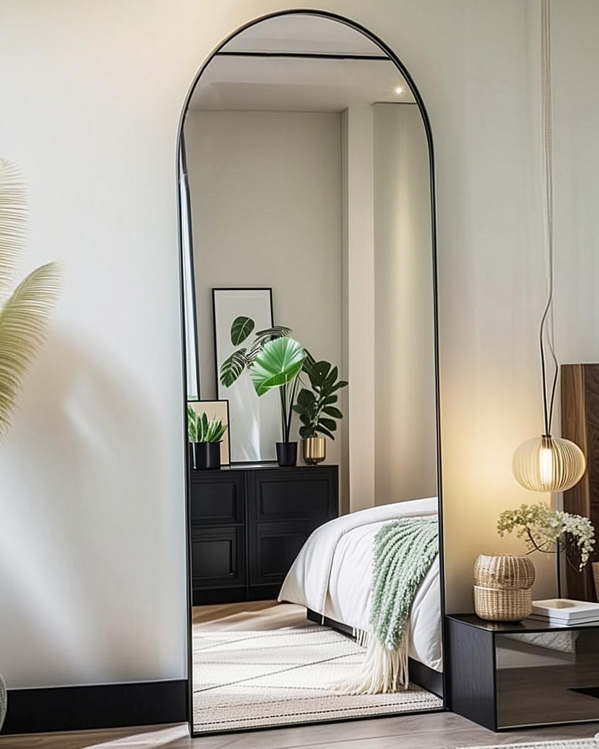 Photo 1 of  58"x18" Arched Full Length Mirror, Floor Mirror with Stand, Freestanding,Wall Mounted Hanging or Leaning Arched-Top Full Body Mirror for Bedroom, Dressing Room -Black 