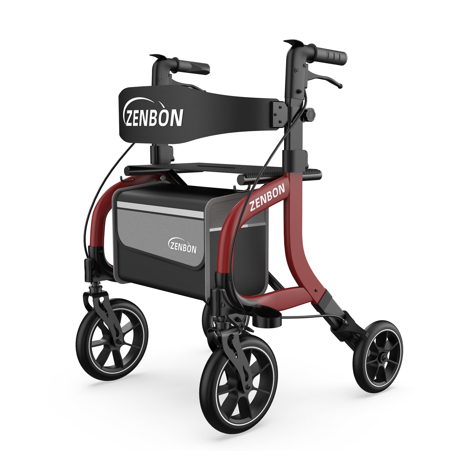 Rollator Faltbar Aluminium mit Sitz: Rollatoren für Senioren Rollator Leicht Klappbar - Reiserollator Höhenverstellbar mit Stockhalter und abnehmbare Einkaufstasche