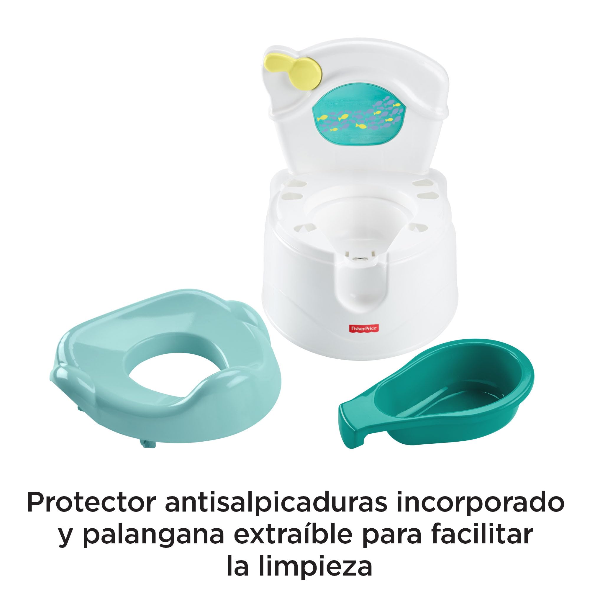 Fisher-Price Orinal infantil Oceano aprende a ir al baño, para bebés y niños, con sonidos y luces (Mattel GWD37)