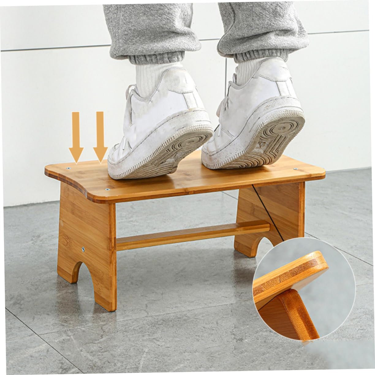 PRETYZOOM 7.7 Inches Wooden Foot Stool for Bathroom Toilet Non-Slip Footrest Potty Small Step Stool