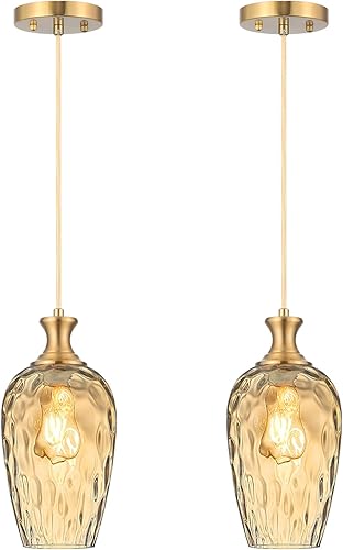 Miniatura 18 de Lámpara colgante de 3 luces, moderna lámpara de araña de níquel cepillado para comedor sobre mesa con vidrio martillado, luces colgantes de racimo