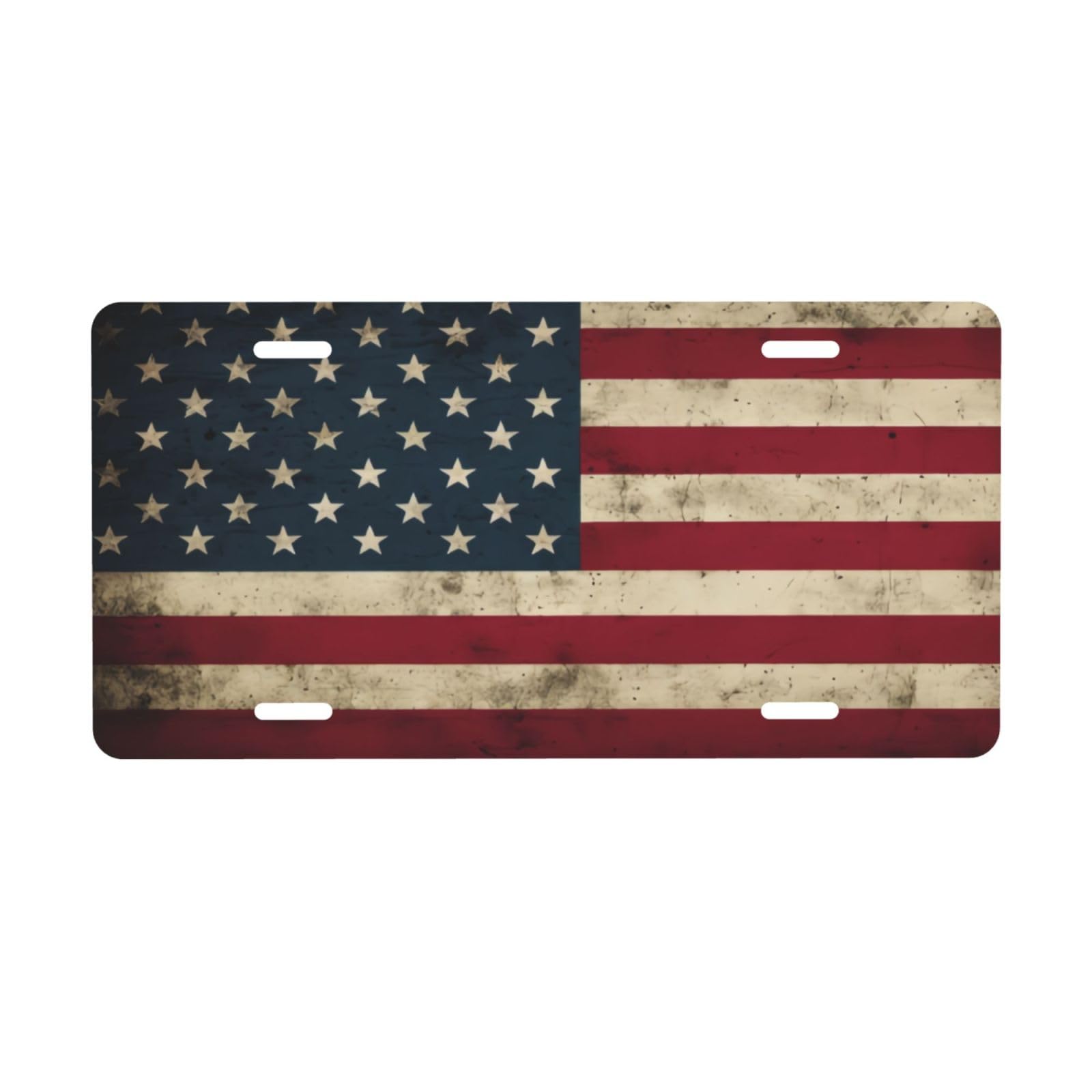 USA Flag License Plate, Decorative Car Front License Plate, Aluminum Novelty License Plates Vanity Tag Metal Car Plate for Women Men 6 X 12 Inch