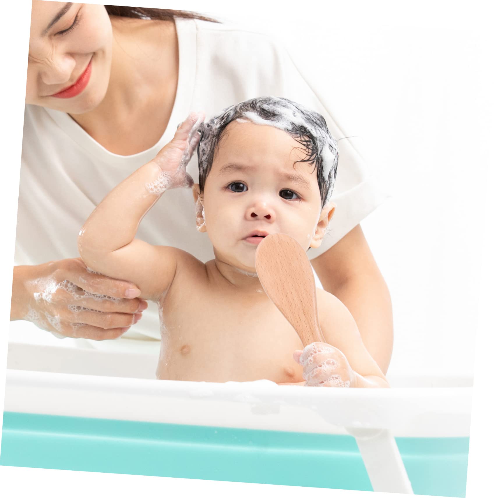 QUMIIRITY 4-pc Beech Wool Brush Set Baby Scalp Grooming Kit Natural Hair Comb for Newborns Infants