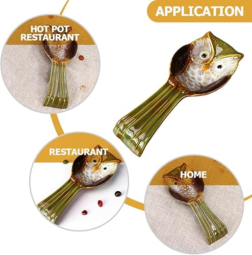 Miniatura 9 de BESTonZON Soporte para cuchara de búho, soporte de cucharón de cerámica, espátula de cocina, cucharón, soporte para utensilios, organizador de