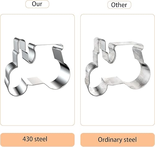 Miniatura 6 de Juego de 10 cortadores de galletas de granja, diseño de animales de granja de metal, vaca, cerdo, gallo, cordero, caballo, granero, tractor, perro,