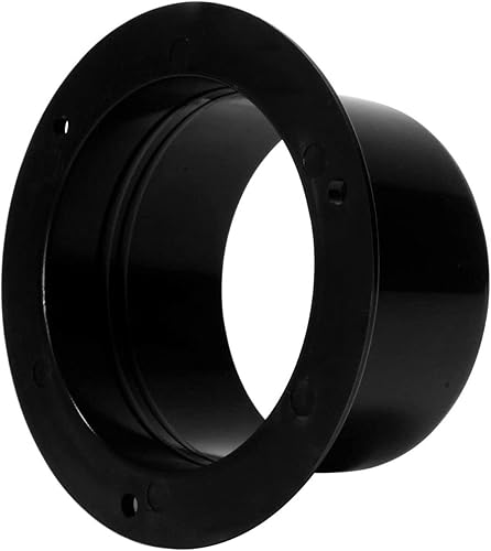 Miniatura 8 de Brida de conector de conducto de 8 pulgadas (7.56 pulgadas) Placa de pared de ventilación recta de plástico negro para sistema de ventilación de