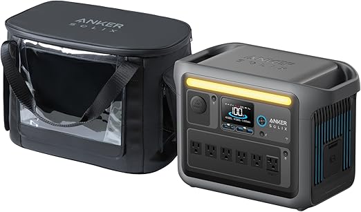 Anker SOLIX C1000 Portable Power Station with Water-Resistant Bag, 1800W Solar Generator, 1056wh LFP (LiFePO4) Battery, 4 AC Outlets, Up to 2400W for Home, Power Outages, and Outdoor Camping