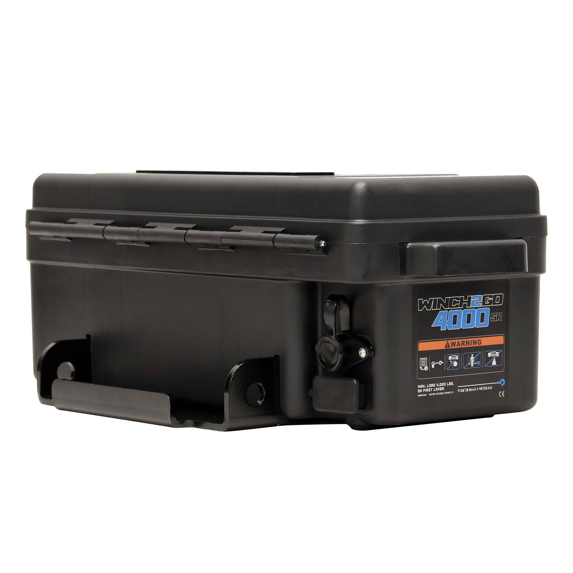 Superwinch 1140232 Winch2Go 12V DC Electric Portable Utility Winch 4000lb/1814.4kg Single Line Pull with Steel Mounting Plate, Integrated Hawse Fairlead, 7/32" x 40' Synthetic Rope, Handheld Remote