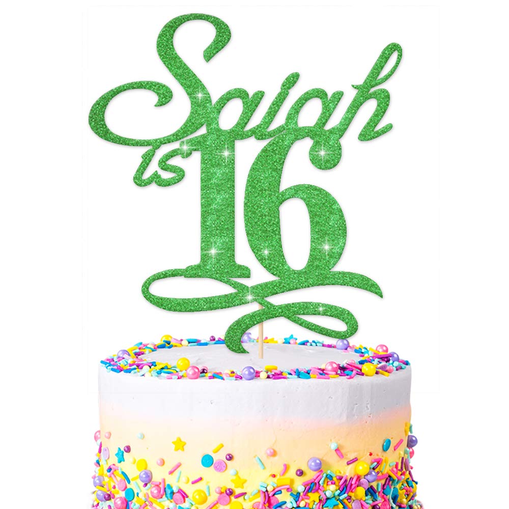EDSG Personalised Birthday Glitter Cake Topper | Custom Cake Decoration with Any Name Any Age | Double Sided Glitter Card Any Name Age Customized - Multicolour Glitter Cake Decoration โฆ