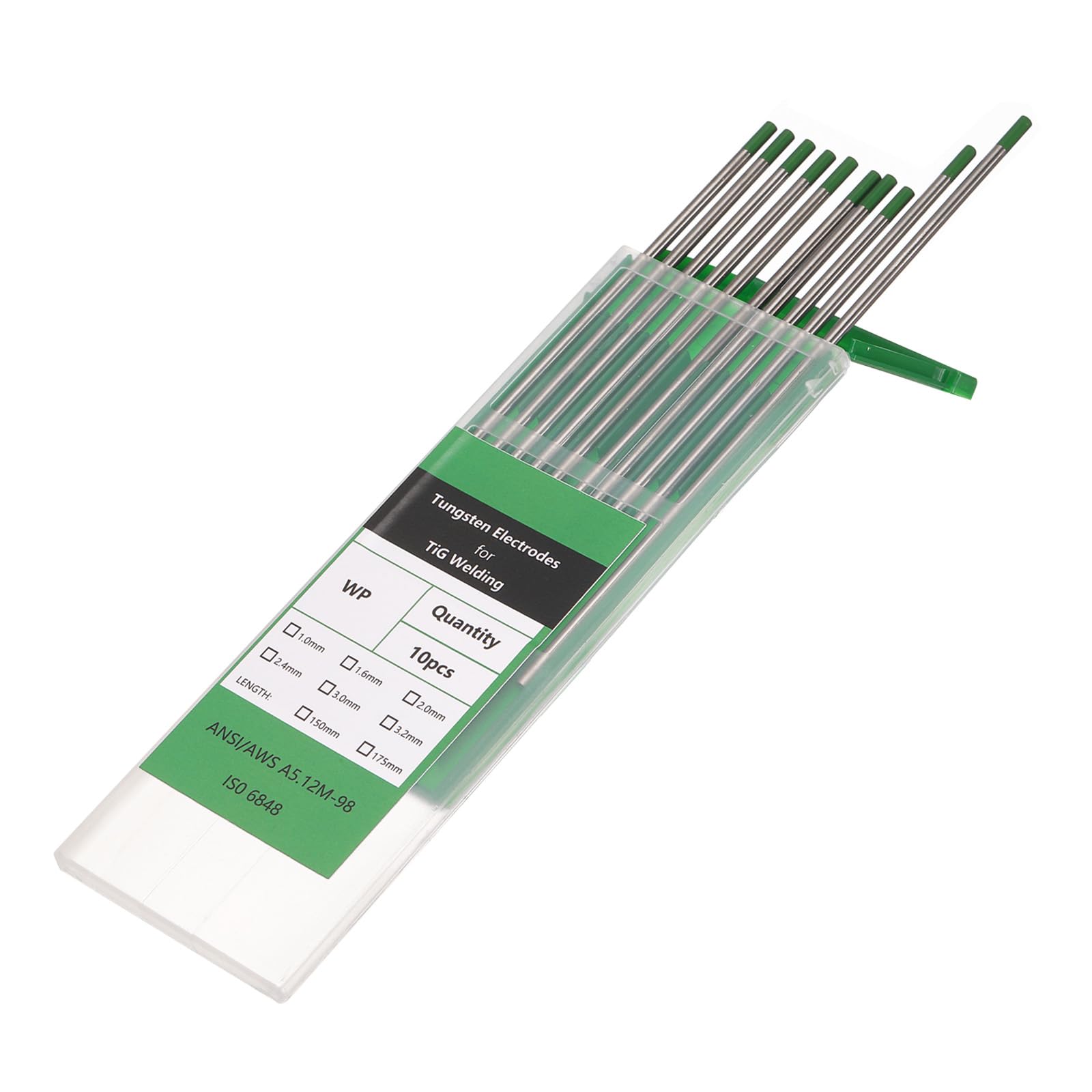 QUARKZMAN 10 sztuk elektrod spawalniczych TIG 1/8" x 7" czyste do spawania stali nierdzewnej stop aluminium i magnezu spawanie przemysłowa produkcja zielona WP