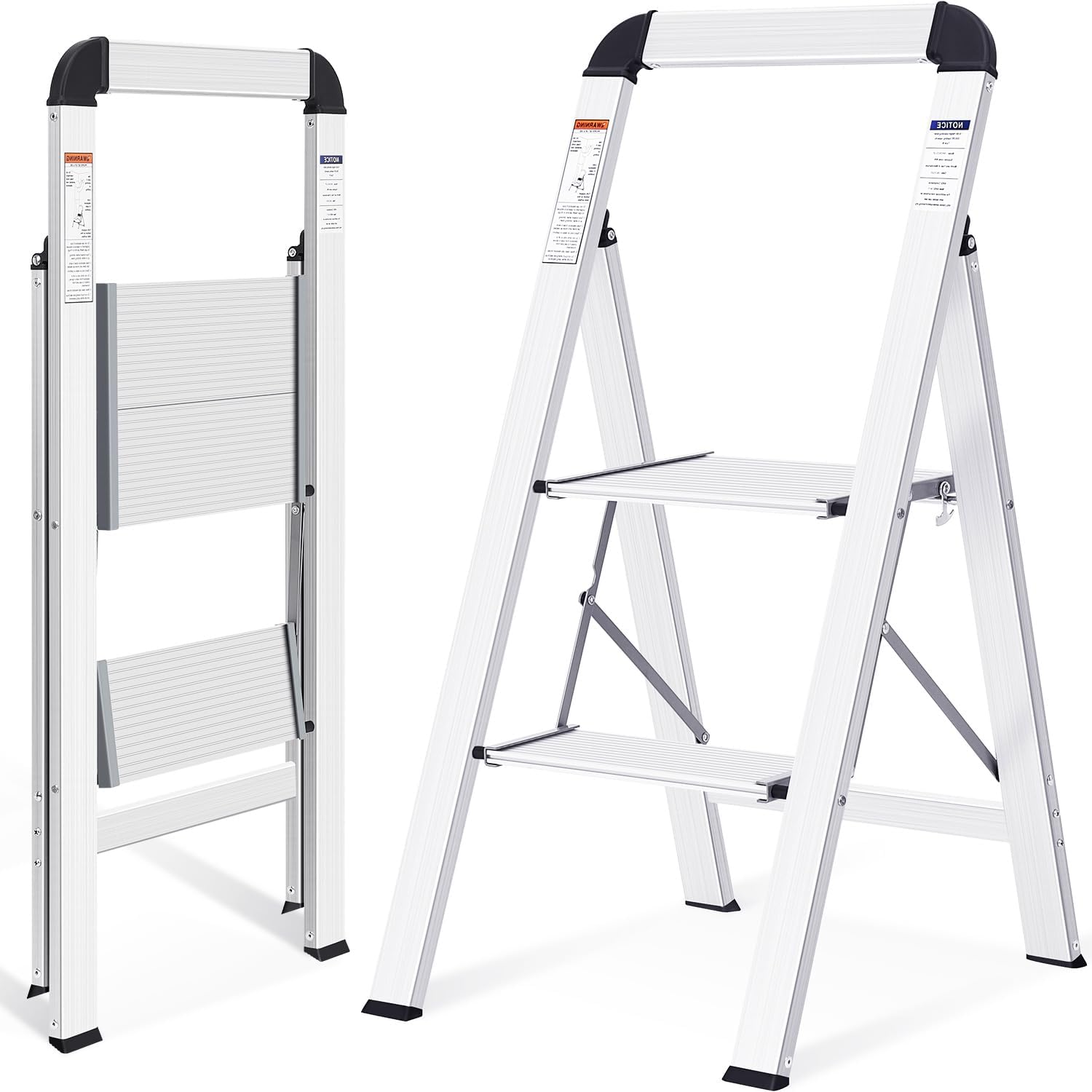 KINGRACK Step Ladder 2 Steps, Step Ladder, NonSlip Household Ladder