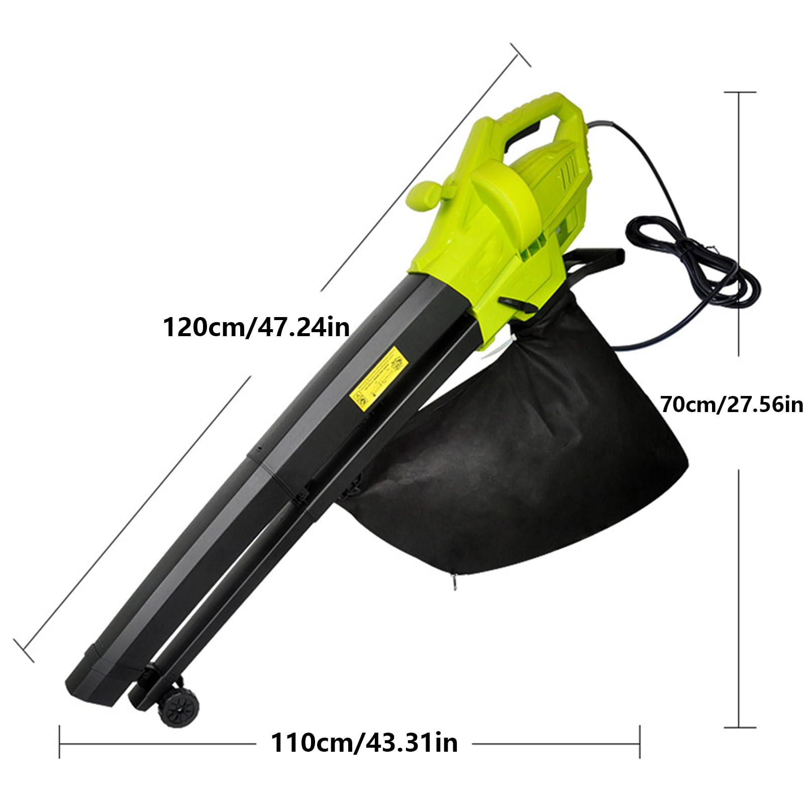 3000W Aspirador De JardíN 3 En 1,Soplador Y Triturador Hojas,Bolsa RecoleccióN 40L,Cable 3M,PortáTil Limpiador Exteriores EléCtrico Ligero,Ideal Para CéSped,Patios,Canalones Entradas VehíCulos(120*110