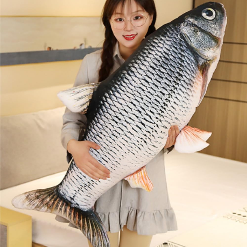 OUKEYI 31.5 inches / 80 cm Simulation Fish Plush Toy ?Soft Fish Cushion Pillow grass carp Plush Pillow Stuffed Toy Throw Pillow for Home Decoration Gift Kids Pillow Stuffed Animal Toy
