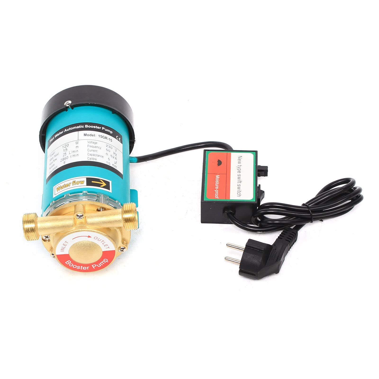 Pompa automatica booster 220 V 120 W, pompa di circolazione per acqua calda, 25 l/min, pompa di circolazione, pompa di aumento della pressione da giardino, 2850 giri/min, per doccia, giardino, aumento