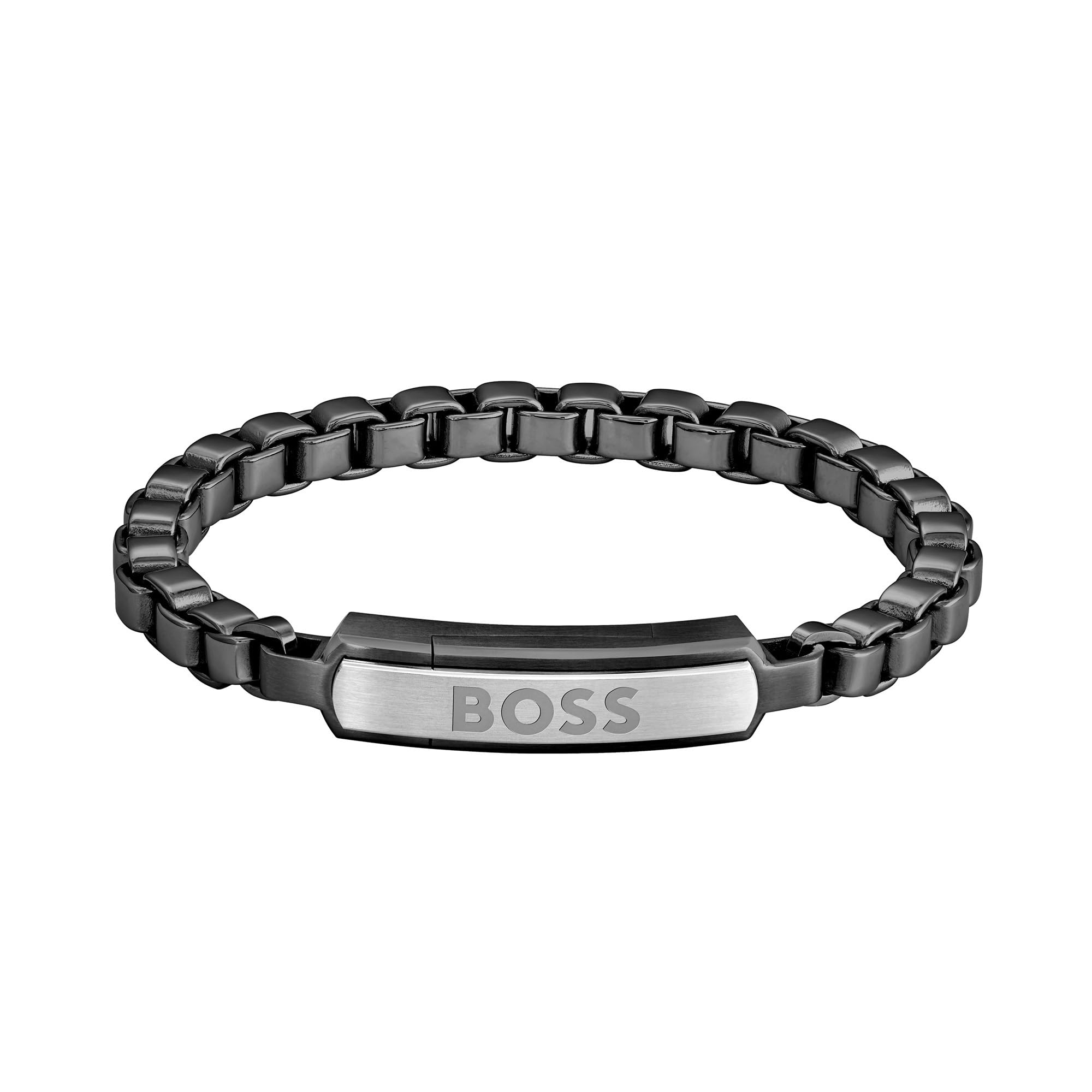 Boss Men's Devon Box Chain Magnetic Closure Bracelet - Black