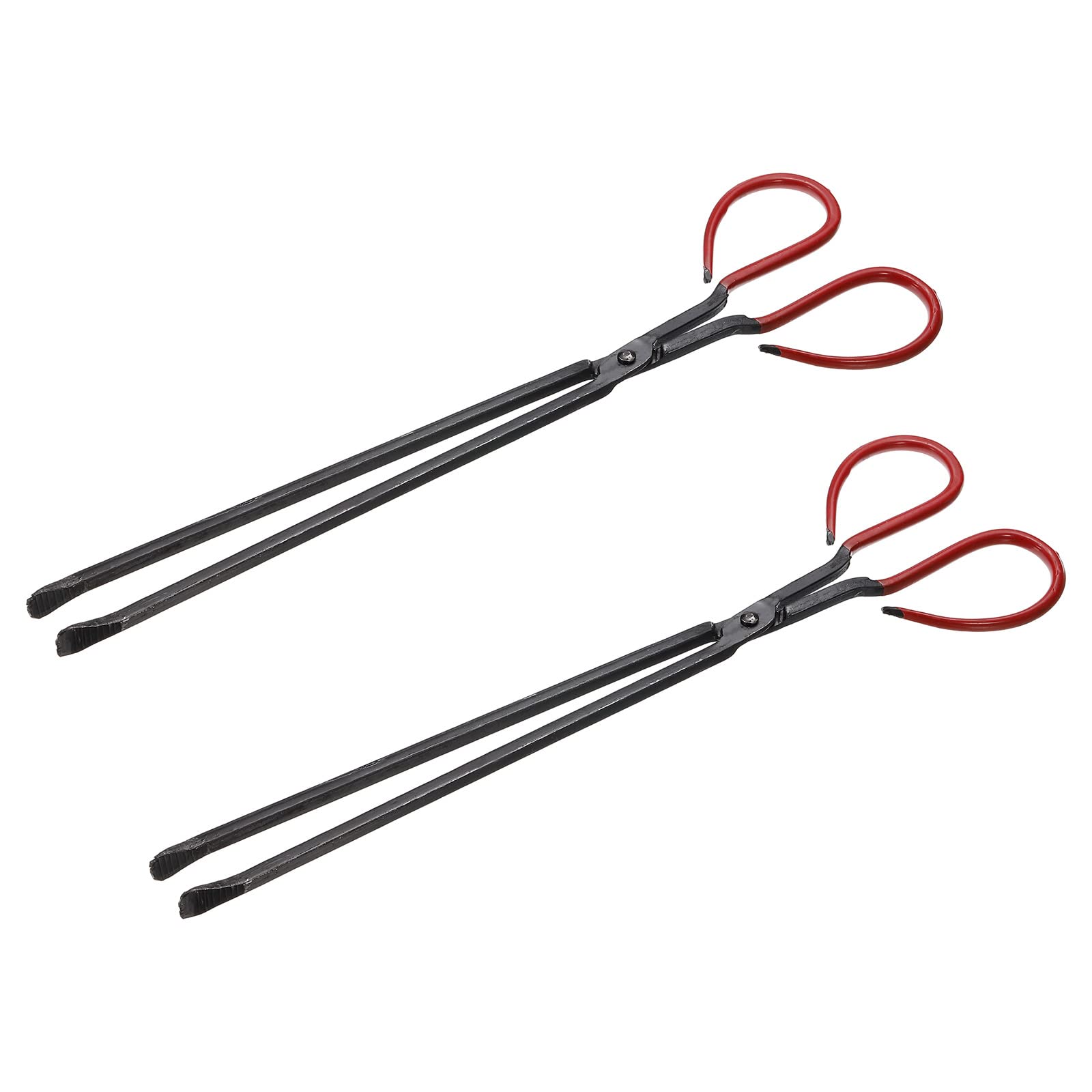 uxcell 2pcs Scissors Tong, 42cm Carbon Steel Fireplace Firewood Picker Barbecue Charcoal Pick Up Tool (Black)