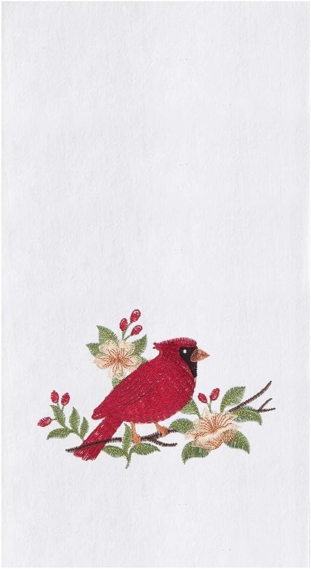 C&F Home C&F 86171440 Embroidered Cardinal Blossom Flour Sack Dishtowel 18 Inches x 27 Inches