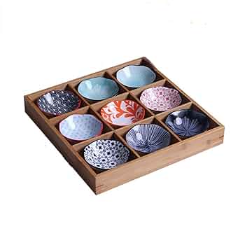 九つ仕切り皿　木製ボックス　4つセット 松花堂 九つ仕切り 箱(木製) - シーン別に選ぶ,和食器,松花堂