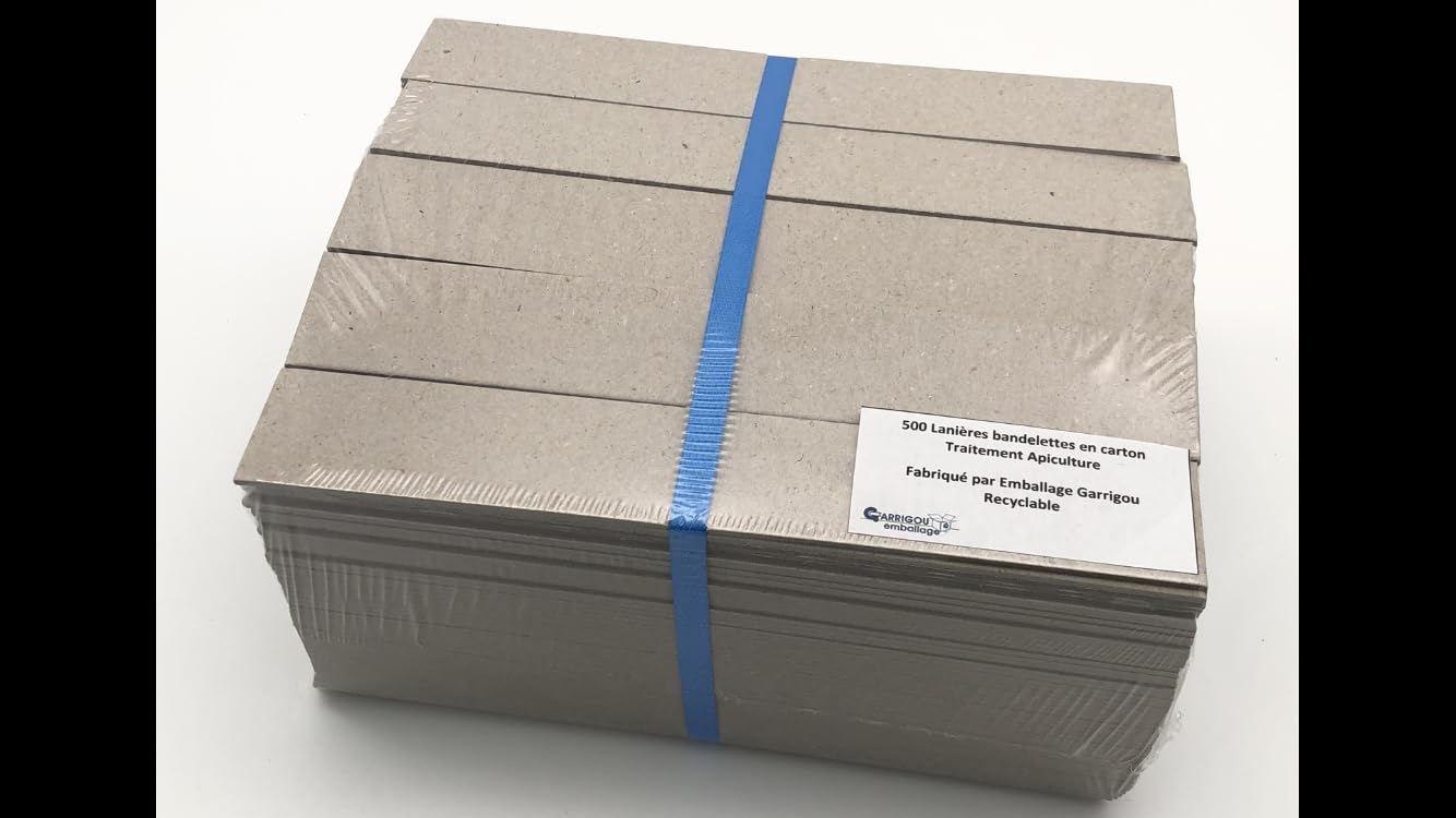 Lot 500 bandelettes lanières Carton Gris Format 220x35 m/m Contre Le varroa varoa Apiculture Bande Carton