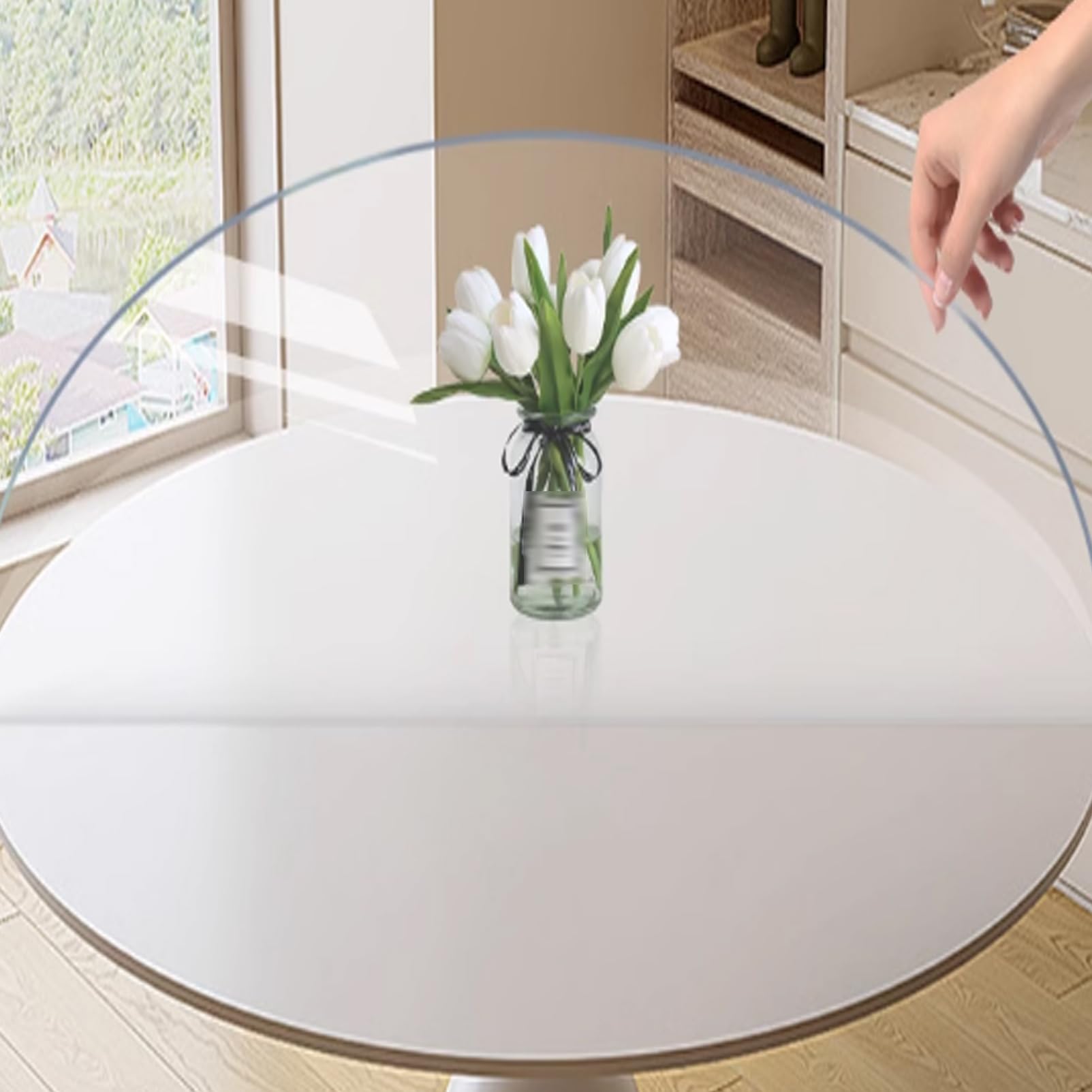 Mantel Redondo, Comedor Protector de Mesa de PVC Transparente