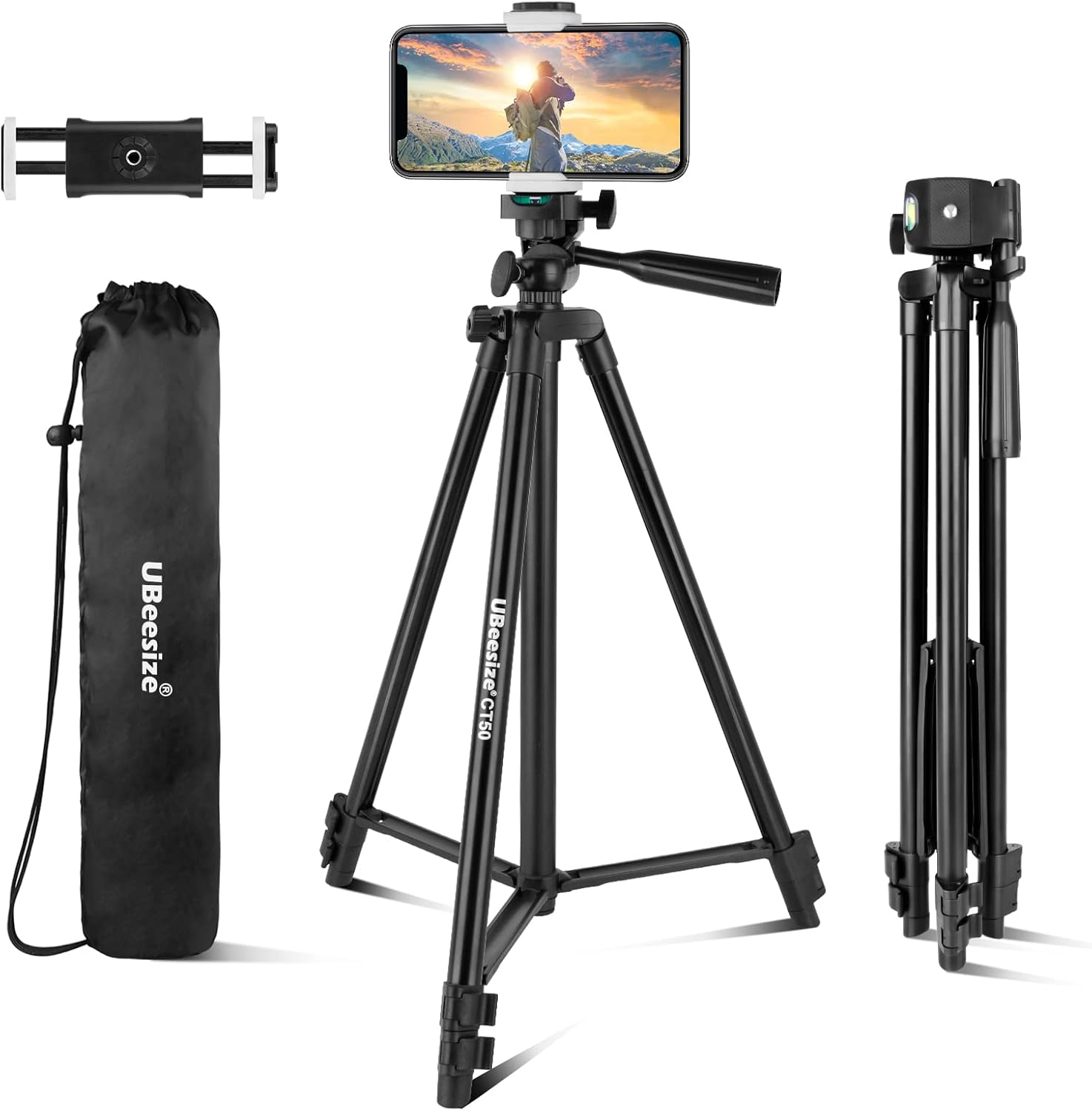 UBeesize 50" iPhone Tripod Stand with Phone Holder