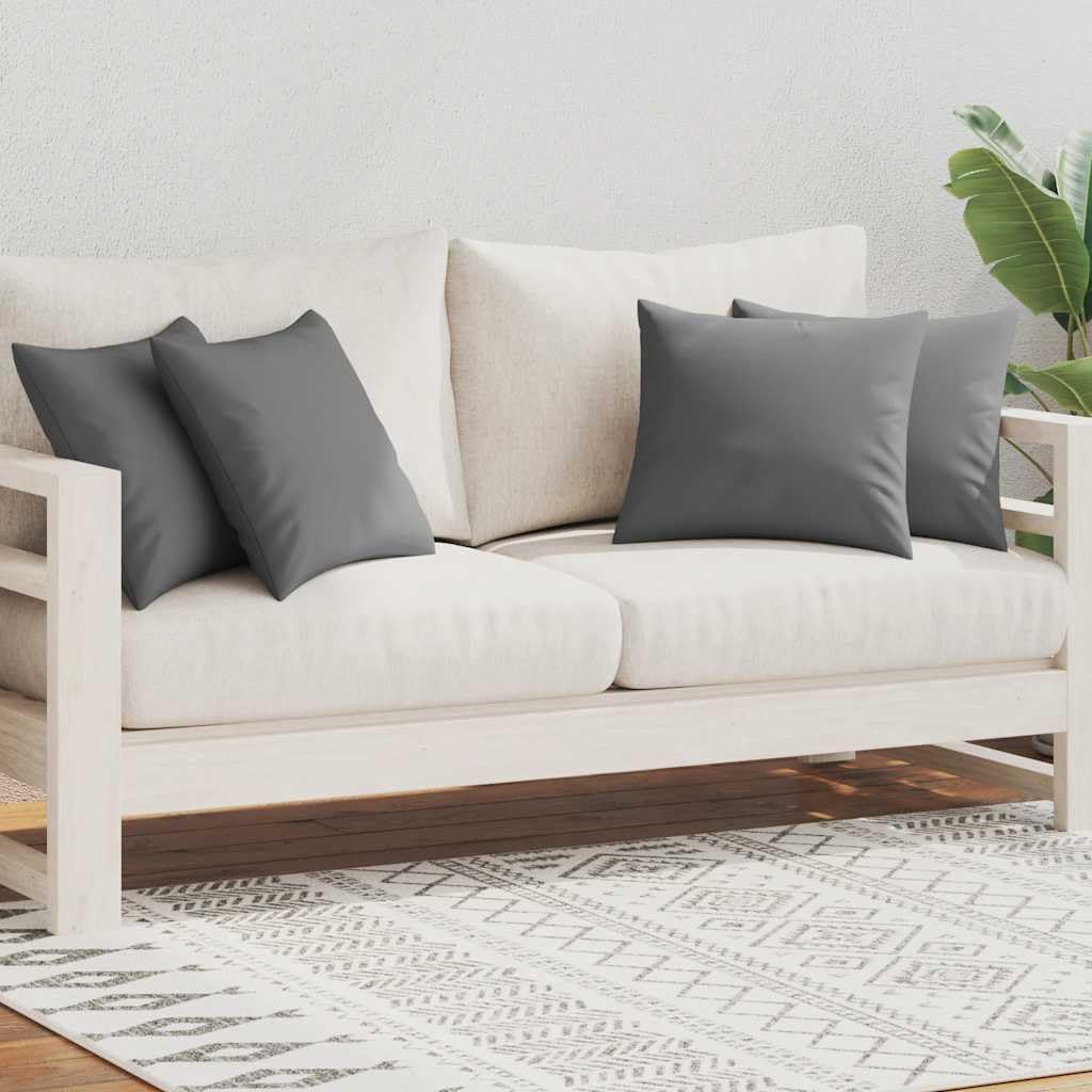 Dekokissen Außen wasserabweisend 4 STK. 45x45 cm Grau, weiche Sitzkissen Gartenmöbel mit Reißverschluss, pflegeleichter Bezug waschbar, langlebig und UV-beständig für den