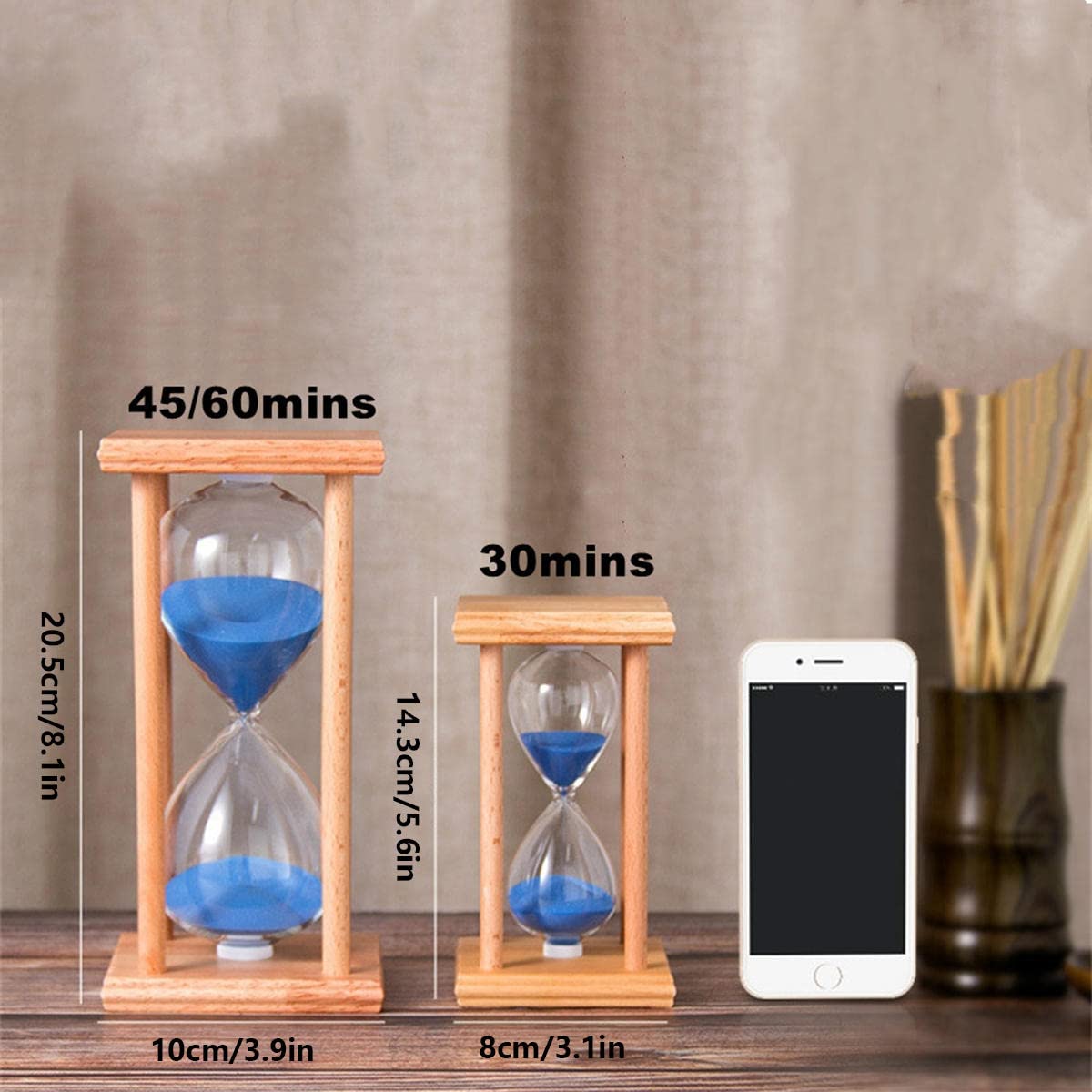 Sanduhr, Sanduhr Timer 30/45/60 Minuten, Holzrahmen Dekor Sanduhr, für Zuhause, Restaurant, Büro, Wohnzimmer, Deko