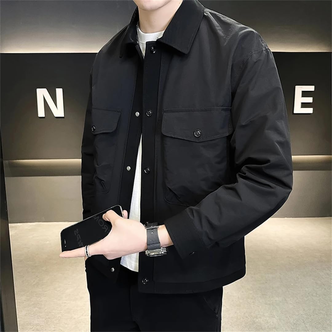 Męskie kurtki cargo z długim rękawem odzież wierzchnia biznesowa wiatrówka płaszcze Streetwear Spliced Jacket