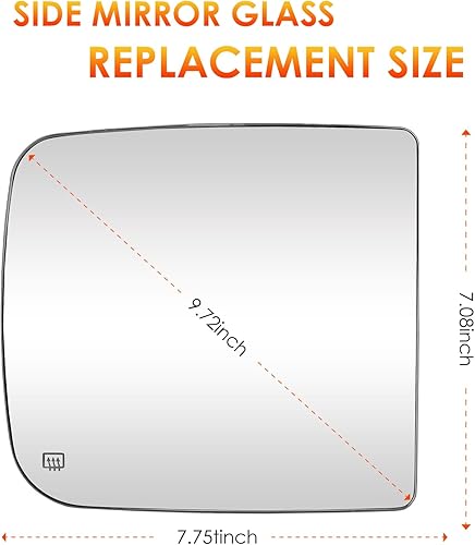 Miniatura 4 de Espejo lateral del pasajero de repuesto para Dodge Ram 1500 2009, Ram 1500 2010-2019 2500 3500 4500 5500, Pickup Classic 2019-2020 Espejo