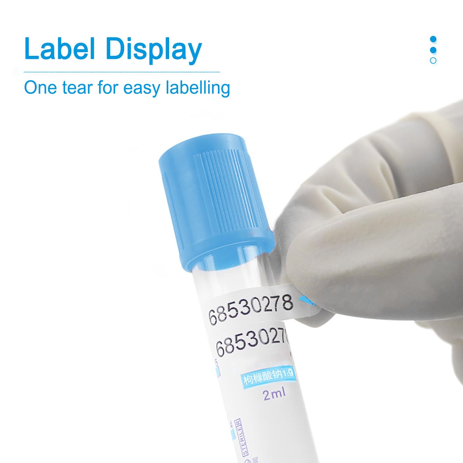 100pcs/pack Tubo De Recogida De Sangre De Citrato De Sodio, Desechable Estéril Presión Negativa Sangre Al Vacío, con Tapa Azul, Citrato Sódico 1:9, para Uso En Laboratorio