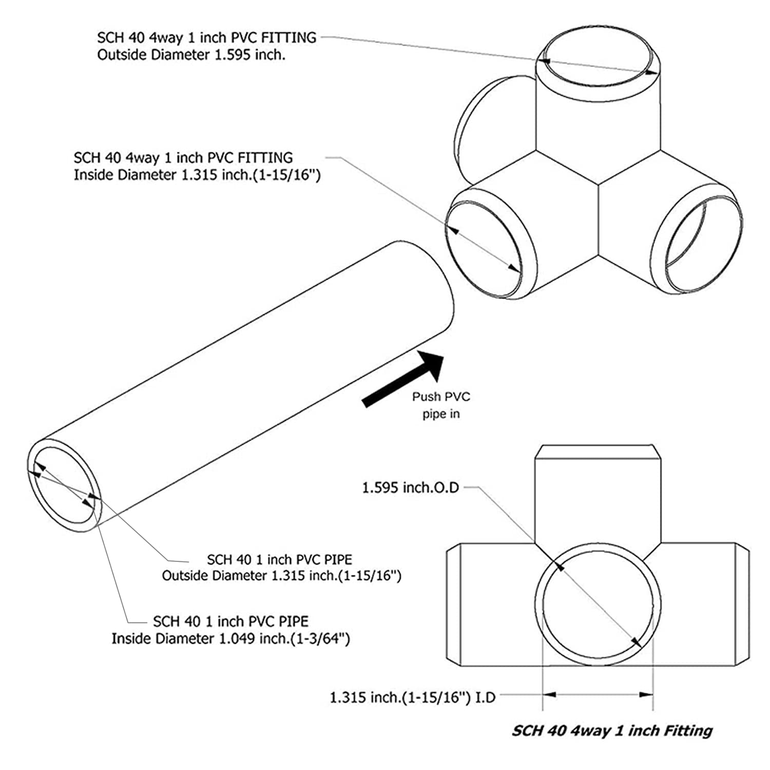 Yision 1/2 Inch 4Way Elbow PVC Fittings, 20PCS Heavy Duty PVC Pipe