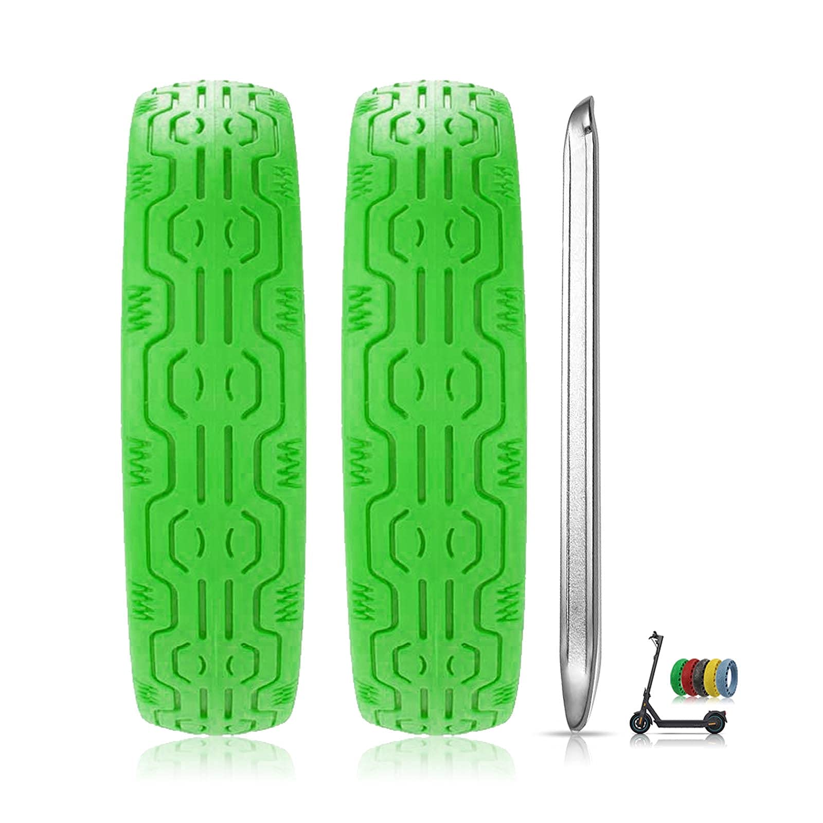Pneu Solide - Tubes Solides à Trou en Nid d'abeille Pneus de Rechange 2 PCS avec 1 Démonte-Pneu pour Scooter électrique - Antidérapant Durable - Plusieurs Couleurs